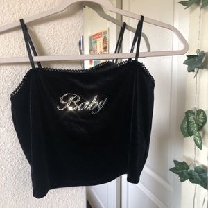 Velvet baby rhinestone tank top